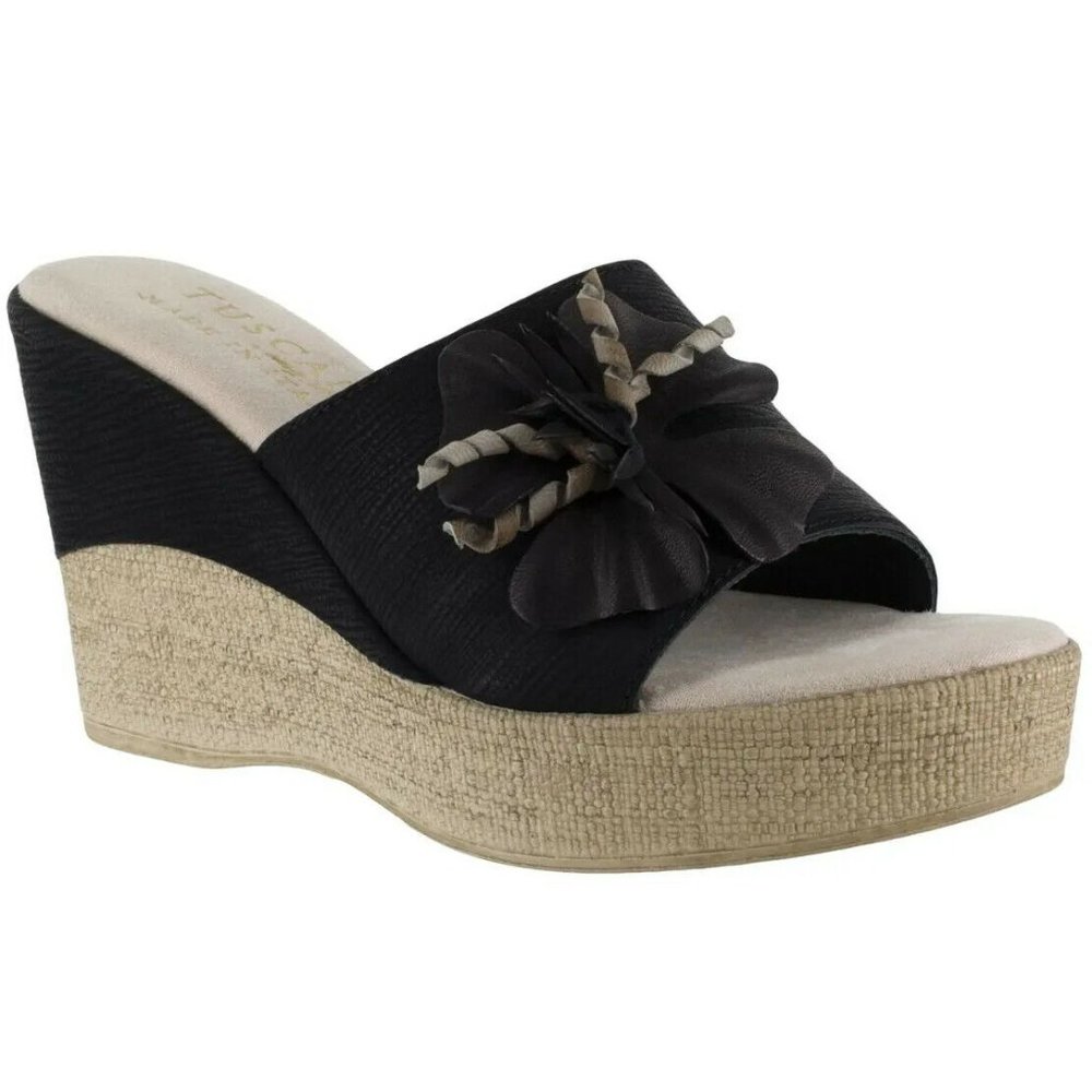EASY STREET WOMENS CASTELLO OPEN TOE CASUAL PLATFORM SANDALS, Black, SIZE 7